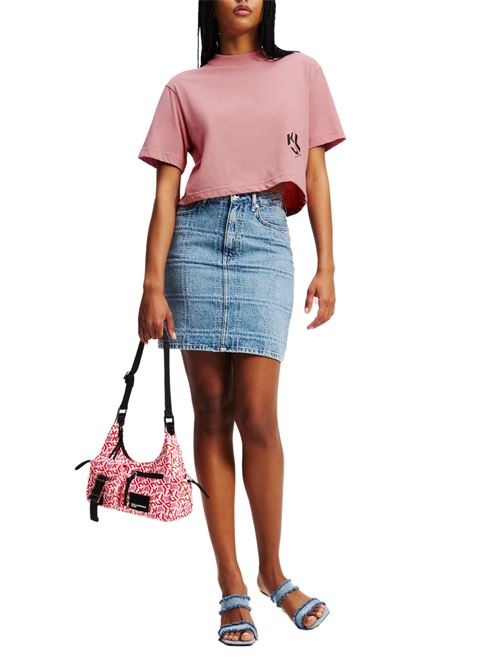 T-shirt donna rosa in cotone Karl Lagerfeld jeans | A2W170761OQ